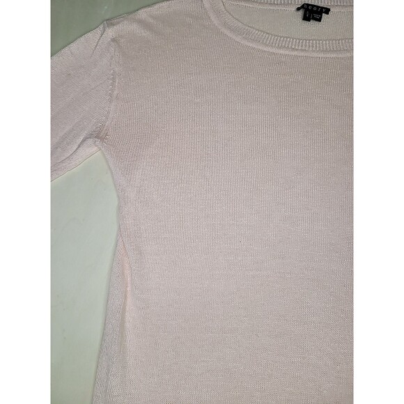 Theory Pale Pink Long Sleeve Linen Blend Sweater Women's Size Large Crew Neck - Picture 6 of 13